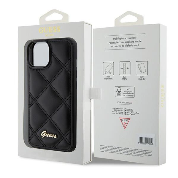 Guess Quilted Metal Logo case for iPhone 15 - blackeng