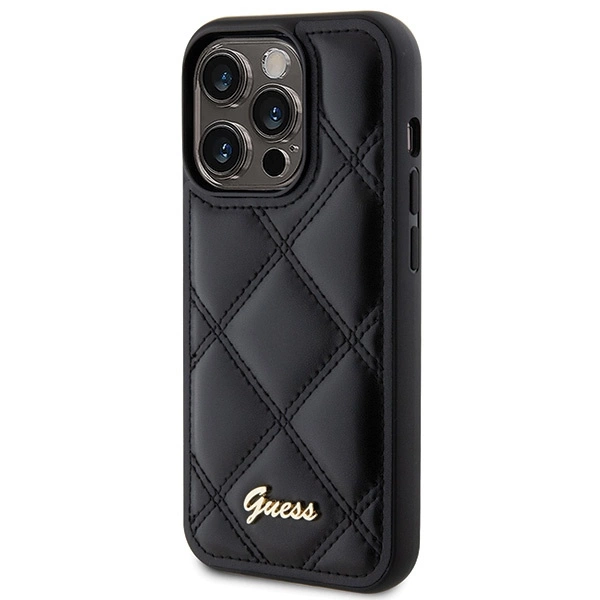 Guess Quilted Metal Logo case for iPhone 15 Pro Max - blackeng