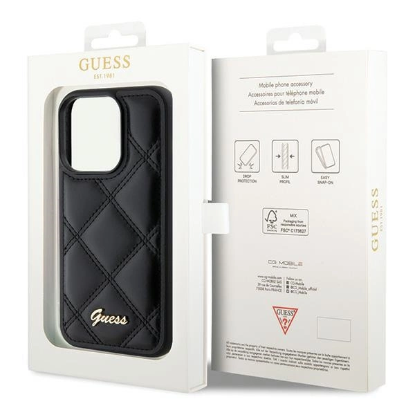 Guess Quilted Metal Logo case for iPhone 15 Pro Max - blackeng