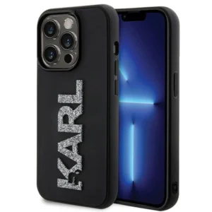 Karl Lagerfeld 3D Rubber Glitter Logo case for iPhone 15 Pro Max - blackeng
