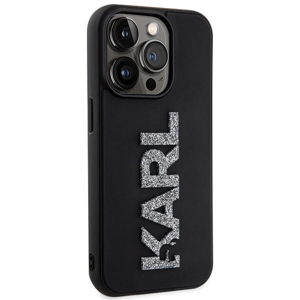 Karl Lagerfeld 3D Rubber Glitter Logo case for iPhone 15 Pro Max - blackeng