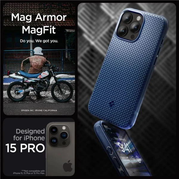 Spigen Mag Armor Case with MagSafe for iPhone 15 Pro - Blueeng