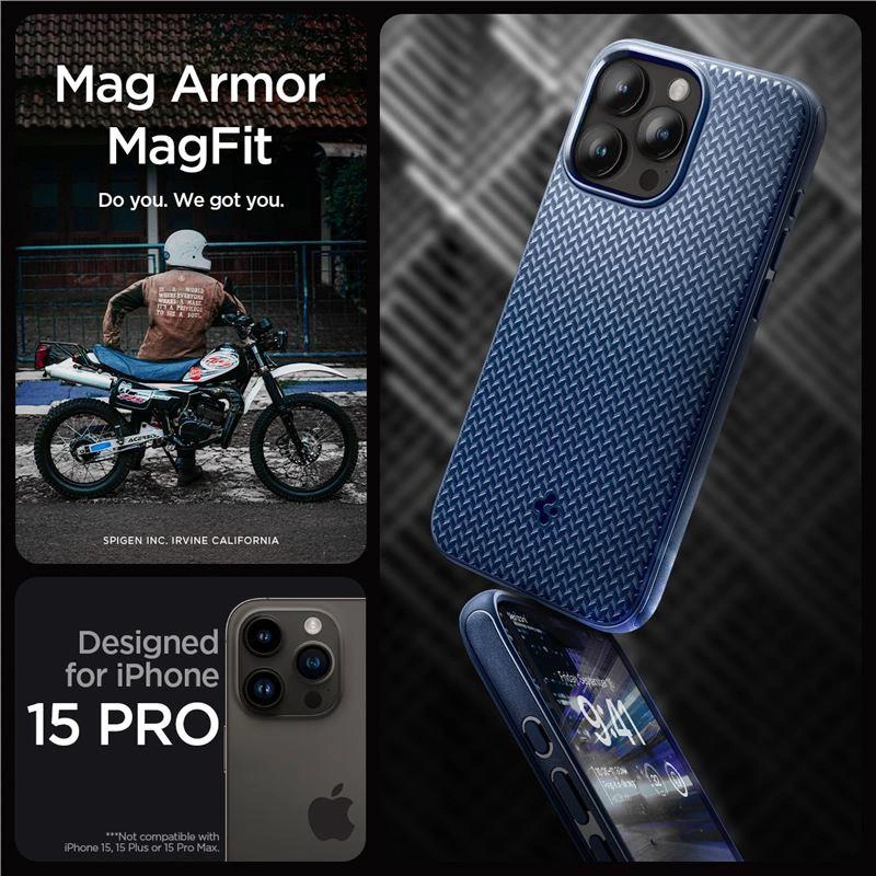 Spigen Mag Armor Case with MagSafe for iPhone 15 Pro - Blueeng