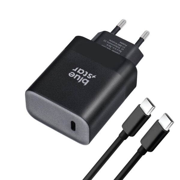BLUE STAR travel charger Type C + cable Type C to Type C PD QC4.0 3A 45W TFB-TC-45WPD black