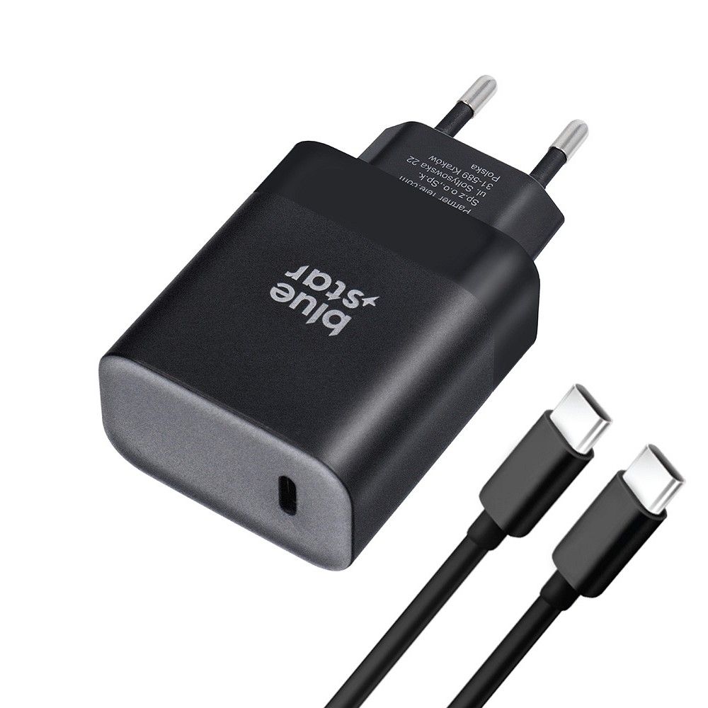 BLUE STAR travel charger Type C + cable Type C to Type C PD QC4.0 3A 45W TFB-TC-45WPD black
