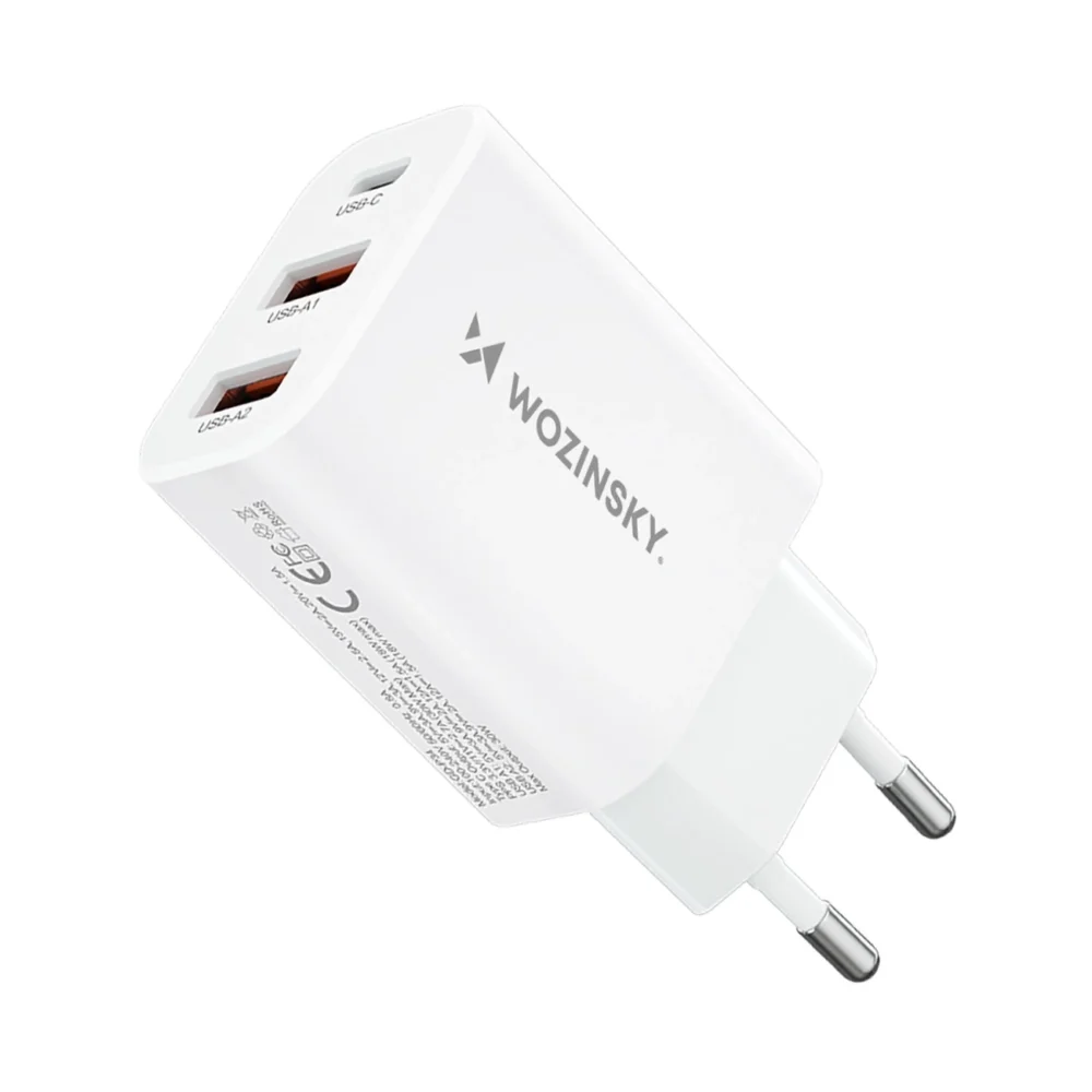Wozinsky CWCUCW 30W USB-C / 2 x USB-A wall charger - whiteeng
