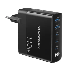 Wozinsky CGWCB 140W GaN wall charger 3 x USB-C / 2 x USB-A - blackeng