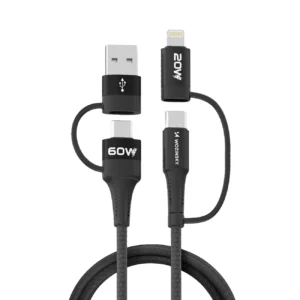 Wozinsky WNBAA 4in1 cable 2x USB-C 1x USB-A 1x Lightning 60W 1 m - blackeng