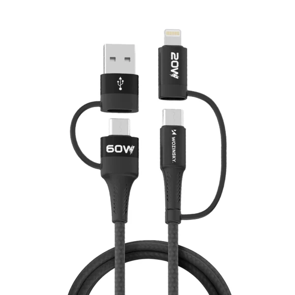 Wozinsky WNBAA 4in1 cable 2x USB-C 1x USB-A 1x Lightning 60W 1 m - blackeng