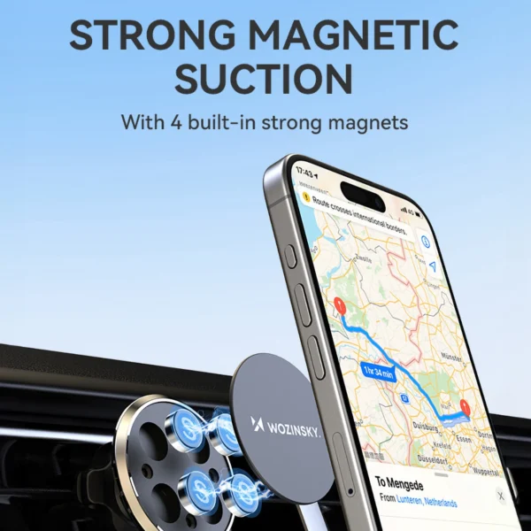 Wozinsky WUMKO magnetic phone holder for car air vent - blackeng