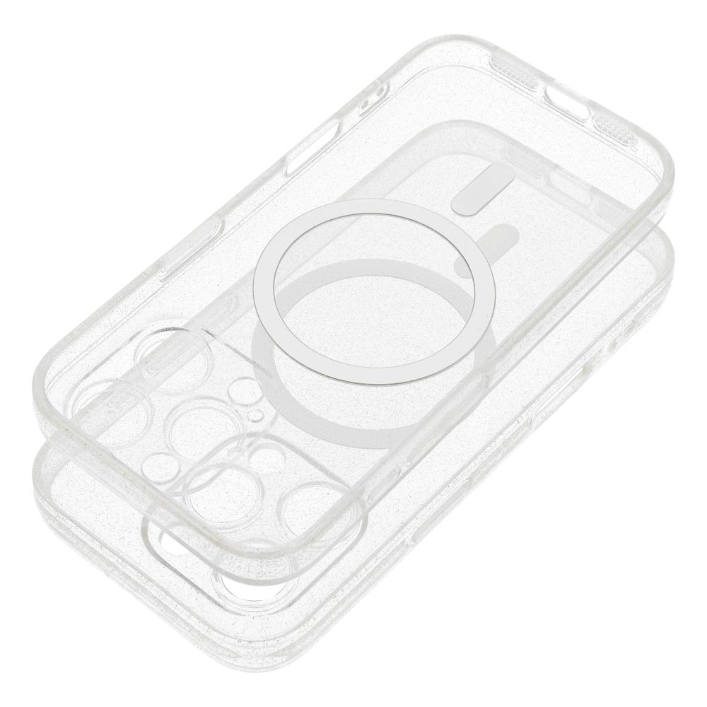 CLEAR MAG COVER case with camera protection compatible with MagSafe for IPHONE 17 Pro Max transparent glitter