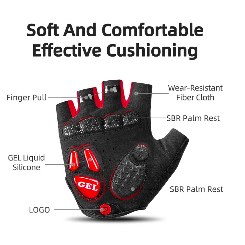 Rockbros S169BR XXL cycling gloves with gel inserts - black and redeng