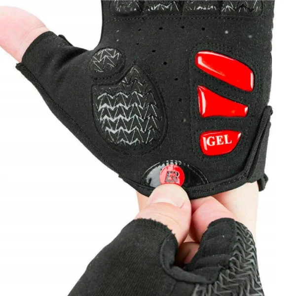 Rockbros S169BR L cycling gloves with gel inserts - black and redeng