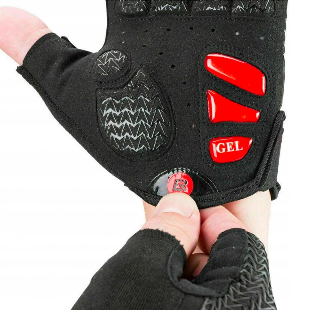 Rockbros S169BR L cycling gloves with gel inserts - black and redeng