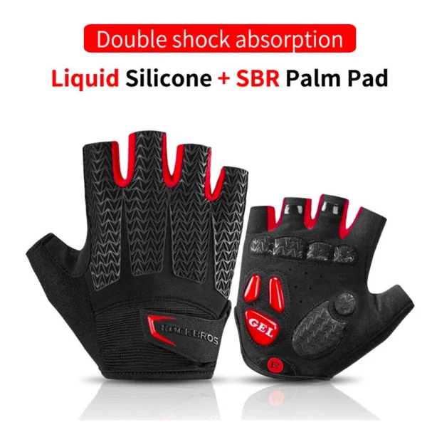 Rockbros S169BR L cycling gloves with gel inserts - black and redeng