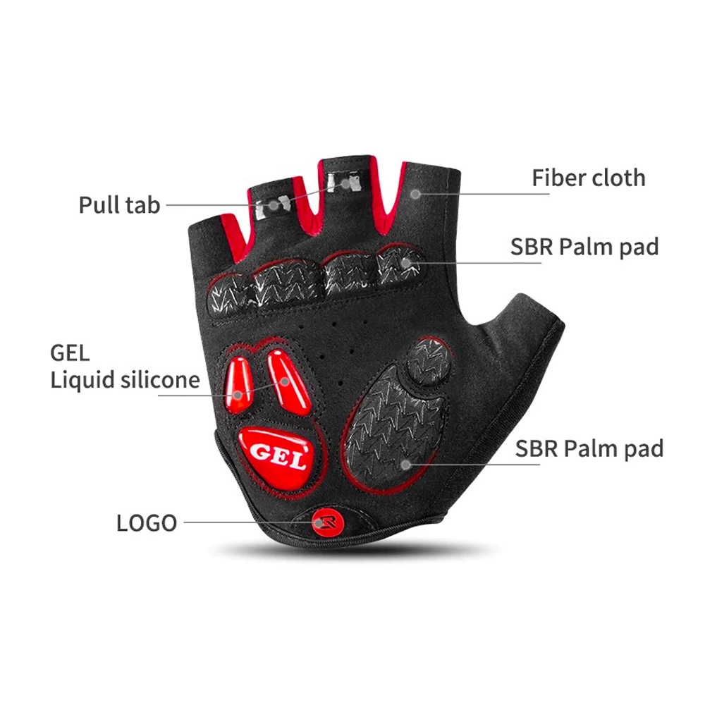 Rockbros S169BR L cycling gloves with gel inserts - black and redeng