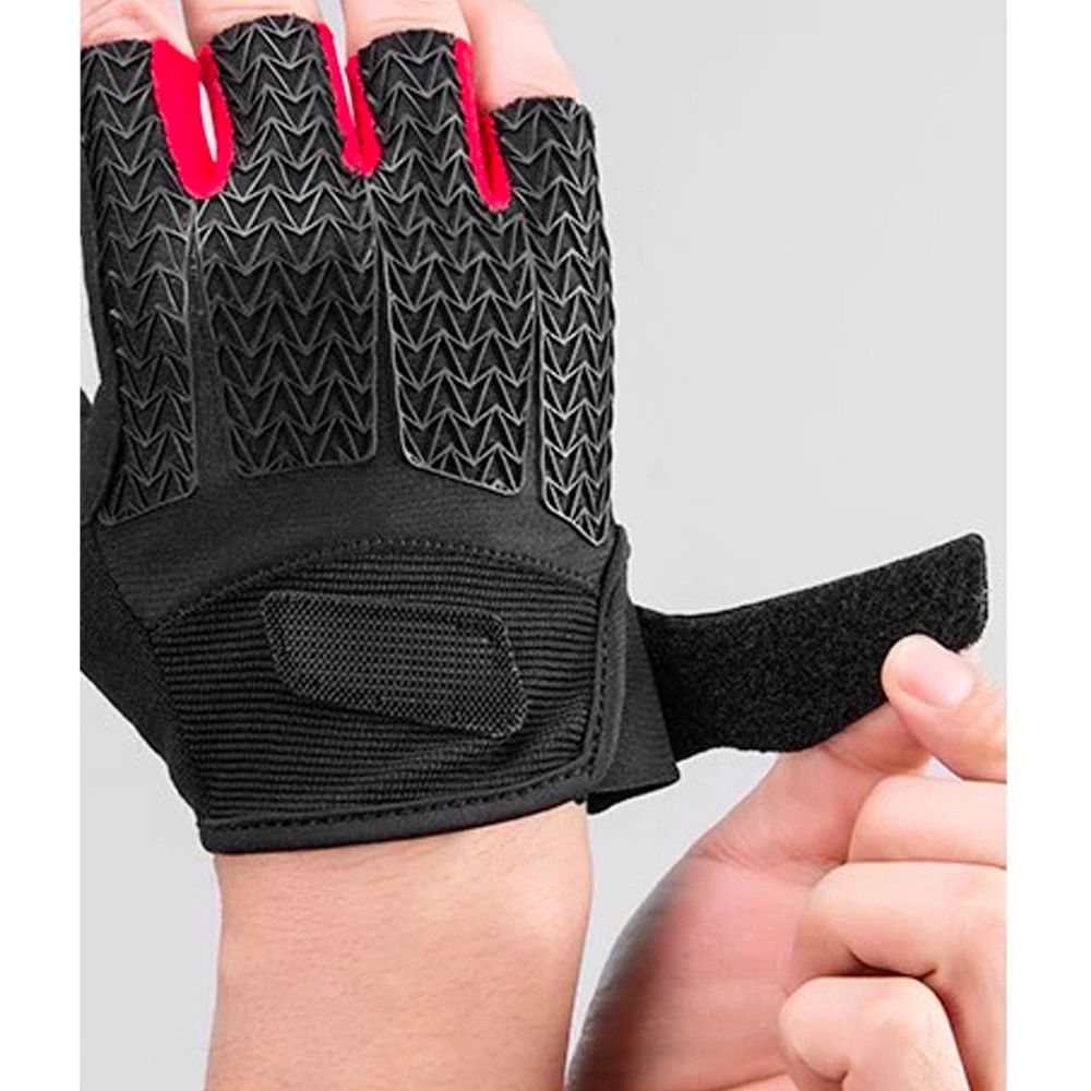 Rockbros S169BR M cycling gloves with gel inserts - black and redeng