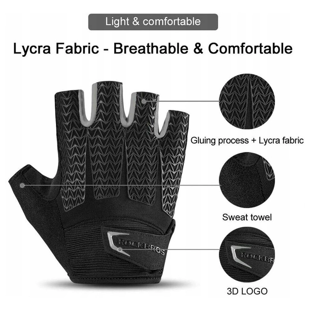 Rockbros S169BGR S cycling gloves with gel inserts - grayeng