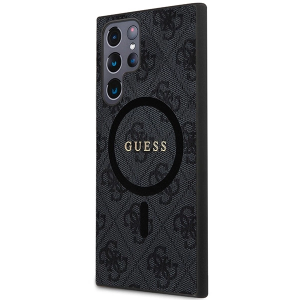 Guess 4G Collection Leather Metal Logo MagSafe Case for Samsung Galaxy S24 Ultra - Blackeng