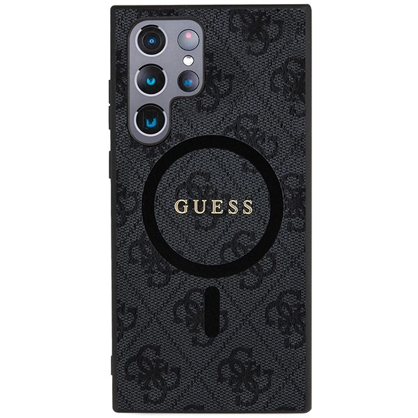 Guess 4G Collection Leather Metal Logo MagSafe Case for Samsung Galaxy S24 Ultra - Blackeng