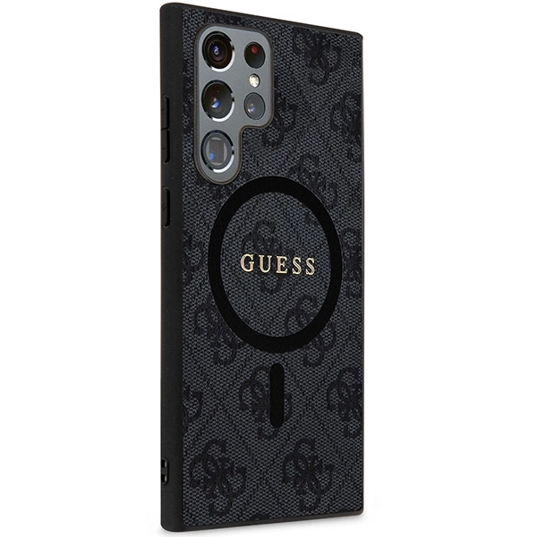 Guess 4G Collection Leather Metal Logo MagSafe Case for Samsung Galaxy S24 Ultra - Blackeng