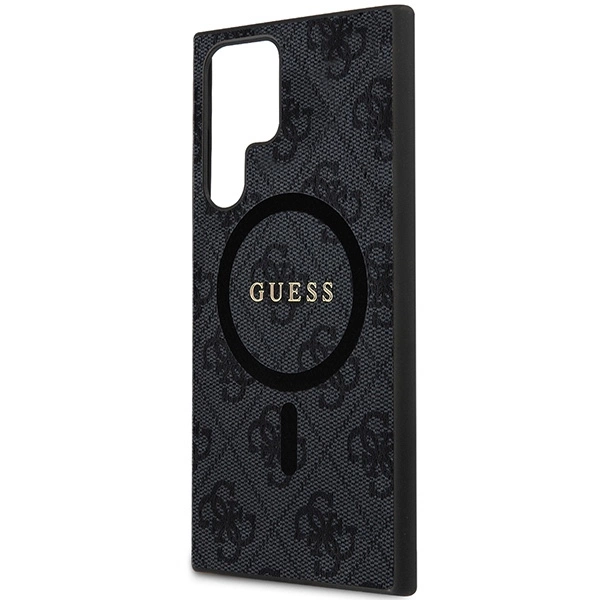 Guess 4G Collection Leather Metal Logo MagSafe Case for Samsung Galaxy S24 Ultra - Blackeng