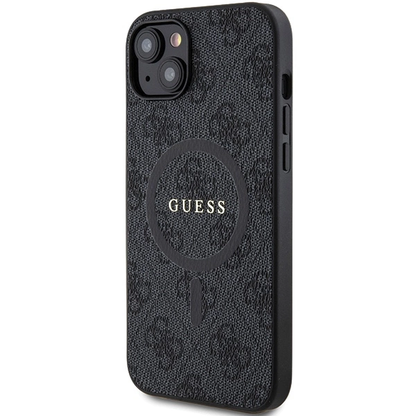 Guess 4G Collection Leather Metal Logo MagSafe Case for iPhone 14/15/13 - Blackeng
