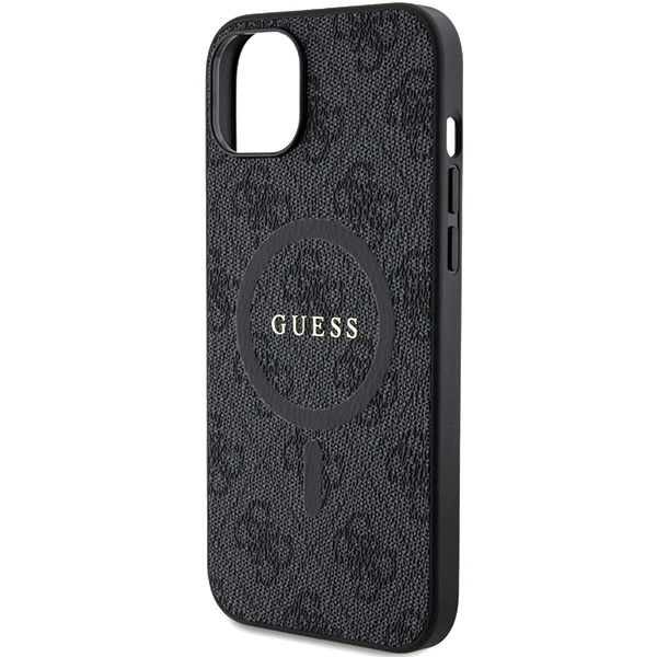 Guess 4G Collection Leather Metal Logo MagSafe Case for iPhone 14/15/13 - Blackeng