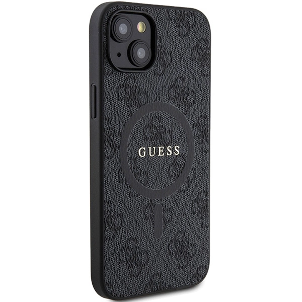 Guess 4G Collection Leather Metal Logo MagSafe Case for iPhone 15/14/13 - Blackeng