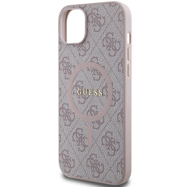 Guess 4G Collection Leather Metal Logo MagSafe Case for iPhone 15/14/13 - Pinkeng