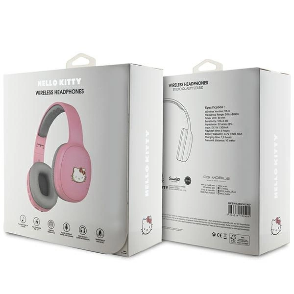 Hello Kitty Metal Logo Bluetooth on-ear headphones - pinkeng