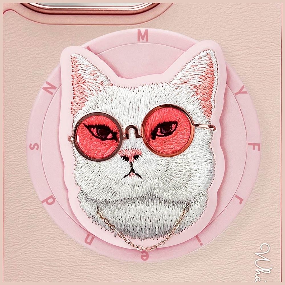 161f1da4a1a464fc7720a8644fe9090e NIMMY case GLASSES COOL CAT compatible with MagSafe for IPHONE 16 Pro Max pink