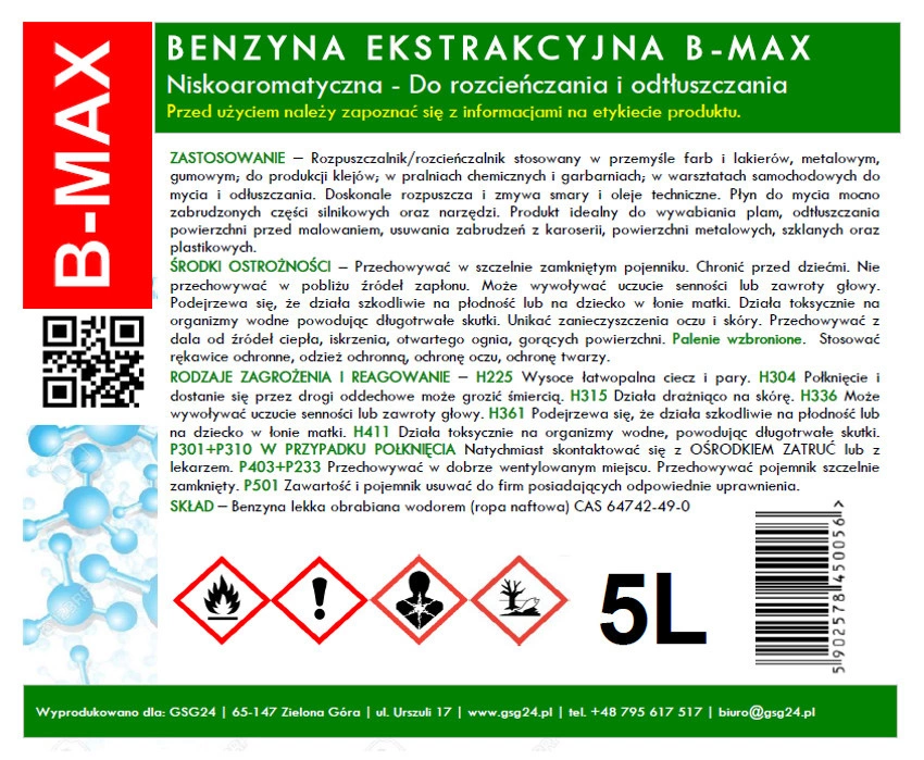 Odorless extraction gasoline B-MAX 5Leng