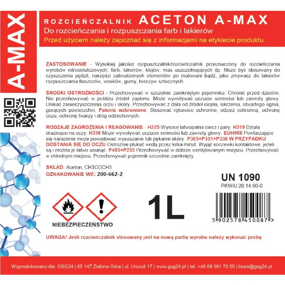 Acetone solvent remover A-MAX 1Leng