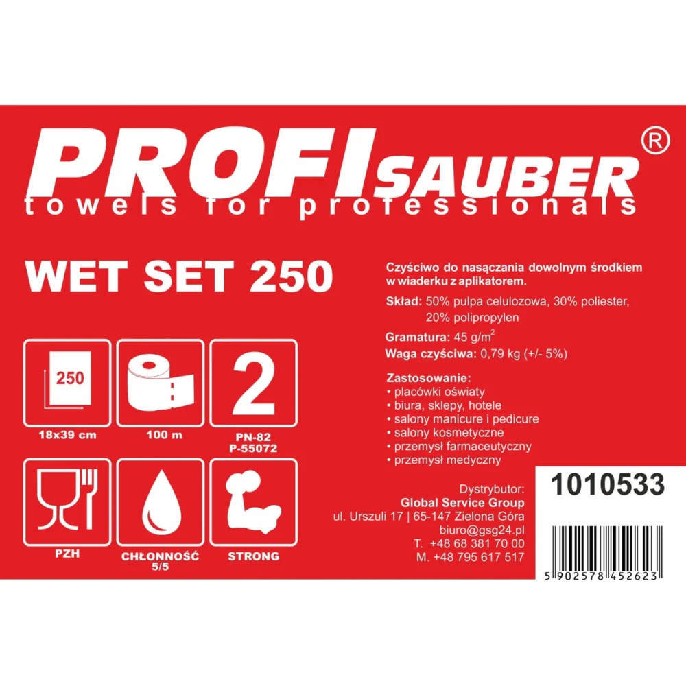 Cloths in a bucket with a soaking dispenser ProfiSauber WET SET 250eng