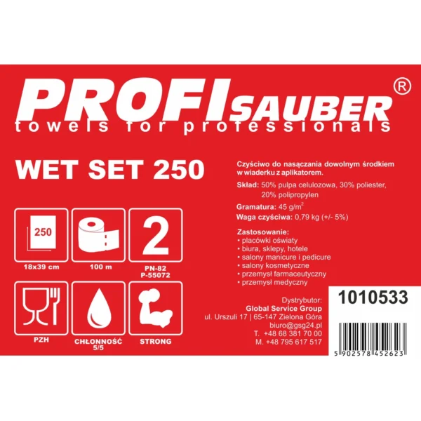 Cloths in a bucket with a soaking dispenser ProfiSauber WET SET 250eng