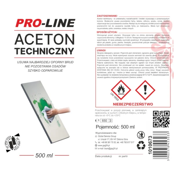 Technical acetone 100% spray PRO-LINE spray 500mleng