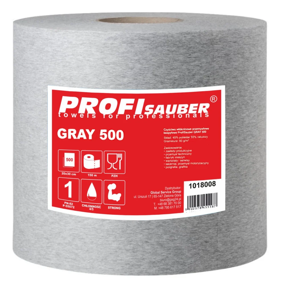Gray nonwoven industrial cleaning cloth ProfiSauber GRAY 500eng