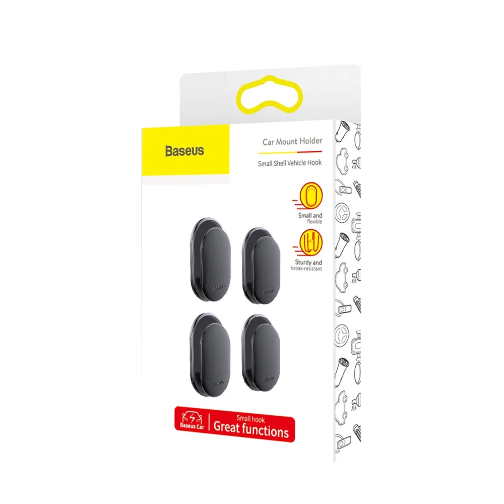 Baseus Small Shell hanger for car, home, garage 4 pcs. - blackeng