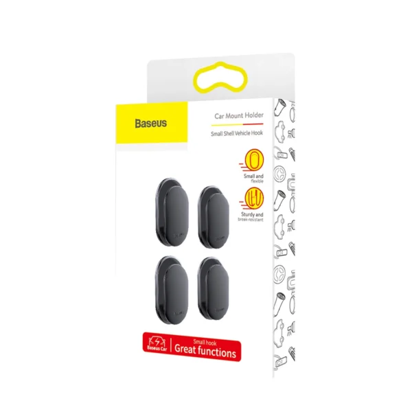 Baseus Small Shell hanger for car, home, garage 4 pcs. - blackeng