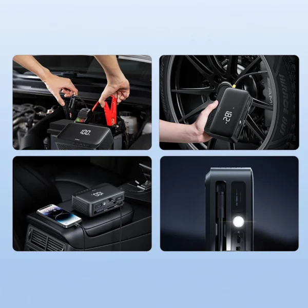 Jump starter Baseus Super Energy BS-CH013 4in1 600A with flashlight / powerbank 6000mAh / compressor - blackeng