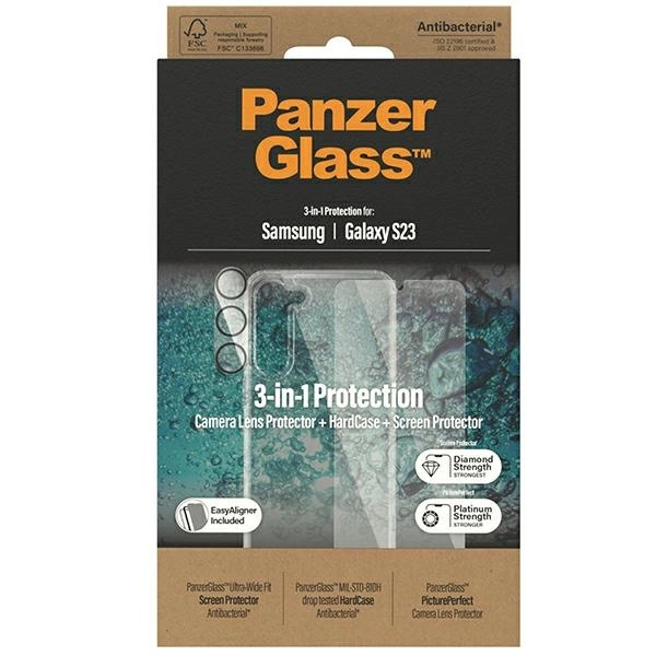 PanzerGlass Bundle 3in1 Transparent Case + Film + Camera Protector for Samsung Galaxy S23eng