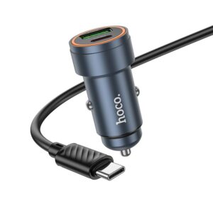 Car charger Hoco USB A + USB C QC3.0 PD 30W + cable USB C to USB C Z57A black