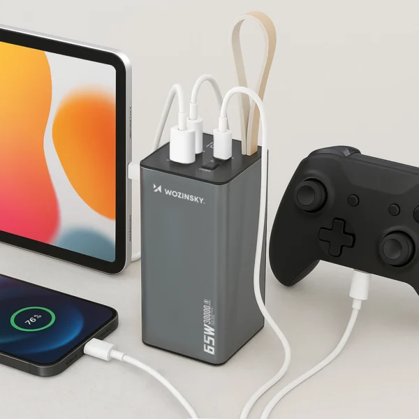 Powerbank Wozinsky K65+ 65W 30000mAh 2x USB-C, 1x USB-A 65W - grayeng