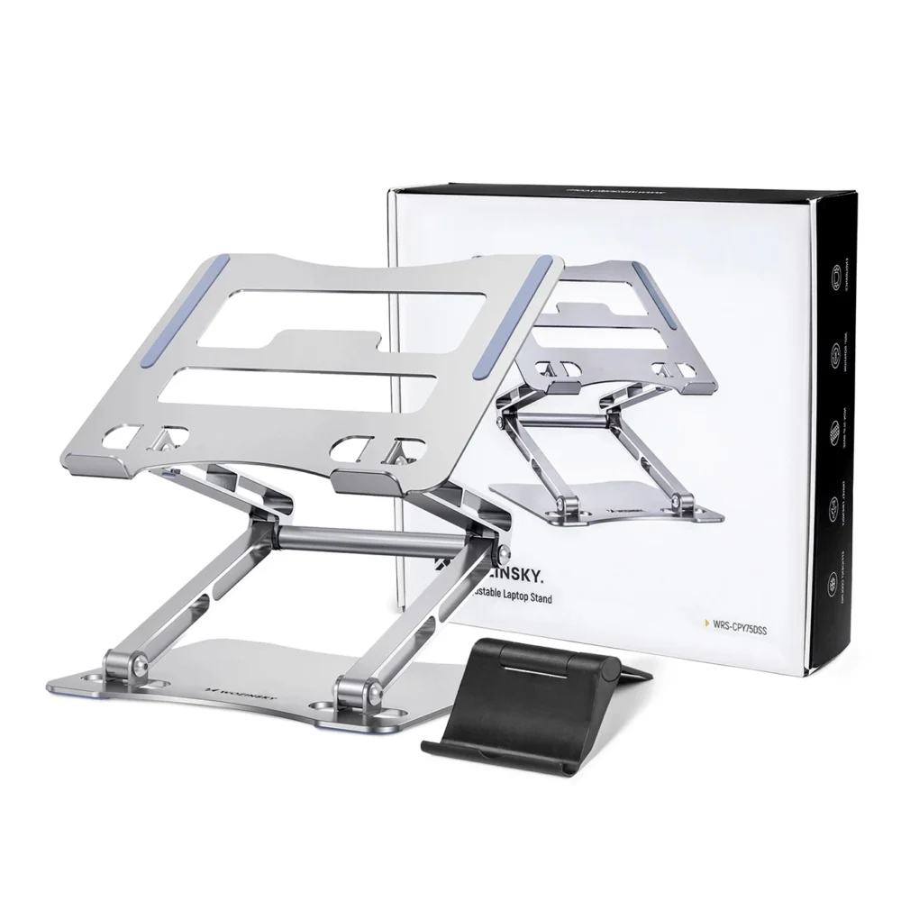 Laptop stand Wozinsky WRS-CPY75DSS aluminum + Free! smartphone stand - silvereng