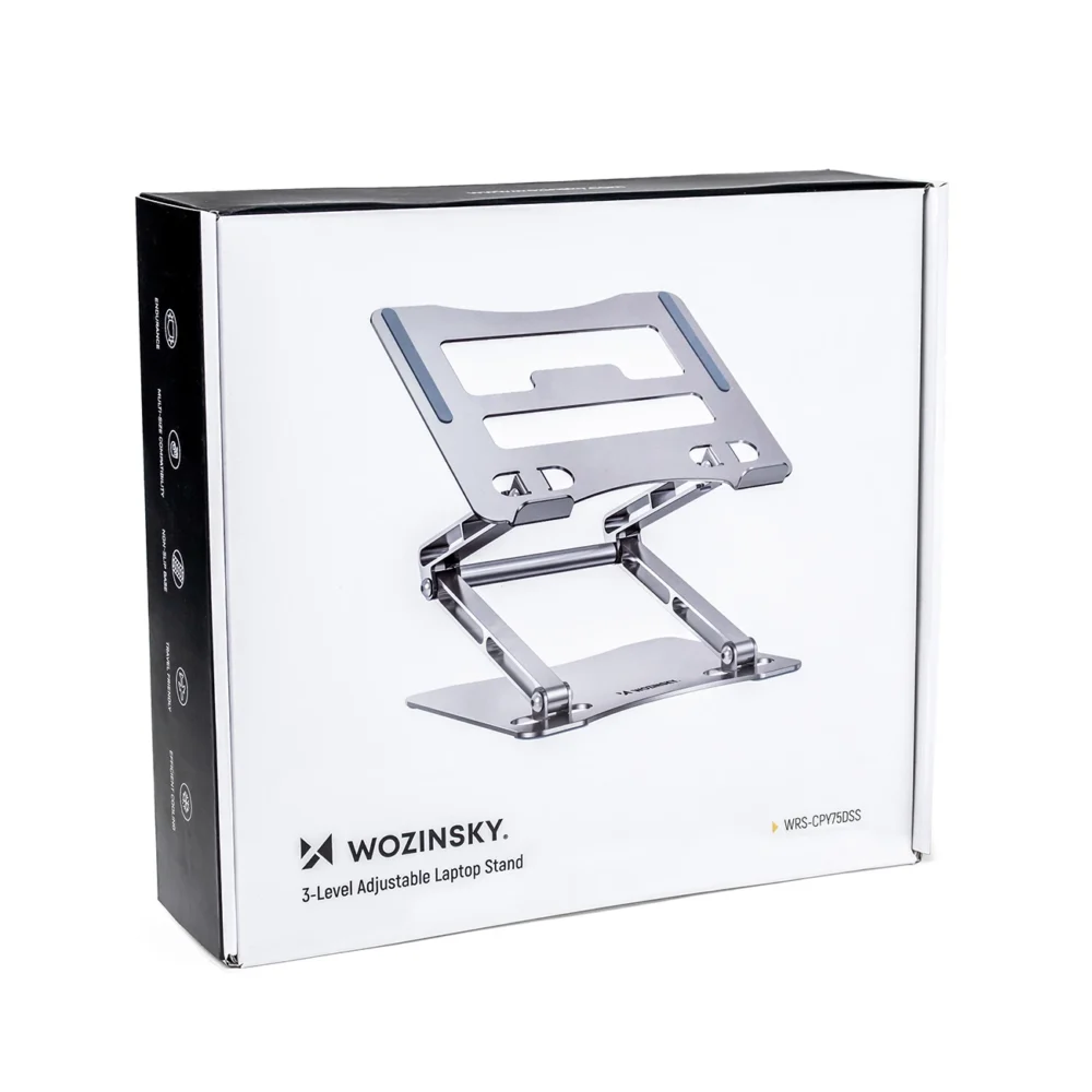 Laptop stand Wozinsky WRS-CPY75DSS aluminum + Free! smartphone stand - silvereng