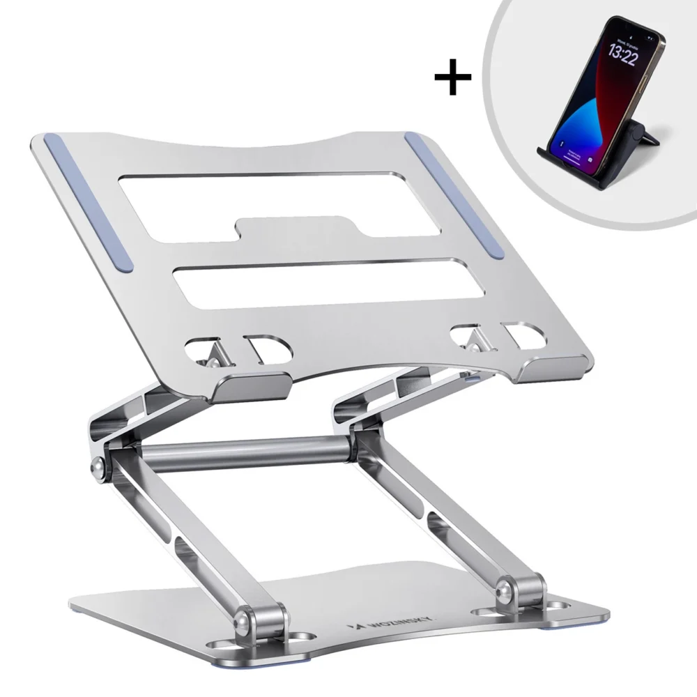Laptop stand Wozinsky WRS-CPY75DSS aluminum + Free! smartphone stand - silvereng