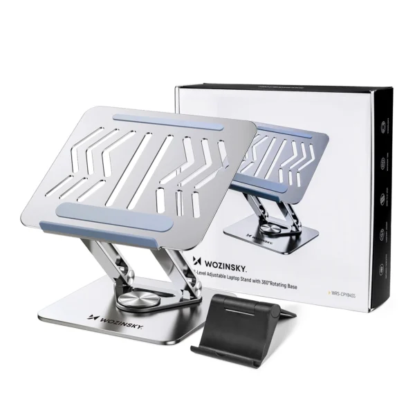 Laptop stand Wozinsky WRS-CPY84SS aluminum + Free! smartphone stand - silvereng