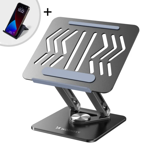 Laptop stand Wozinsky WRS-CPY84SB 360 aluminum + Free! smartphone stand - blackeng