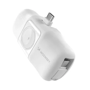 Wozinsky WF16-YCS 5000mAh 15W USB-C Mini Power Bank with Built-in USB-C Cable and Apple Watch Charger - Whiteeng
